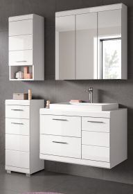 Badm�bel Set 5-teilig Shawn in wei� Hochglanz Badkombination mit Waschbecken 132 x 191 cm