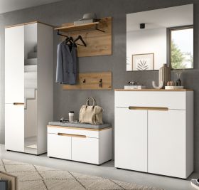 Garderobe Set 6-teilig Cooper in wei� und Artisan Eiche, Komplett-Set mit Soft-Close