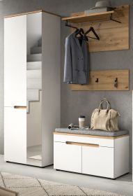 Garderobe Set 4-teilig Cooper in wei� und Artisan Eiche 160 cm, Soft-Close