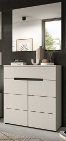 Garderobe Set 2-teilig Cooper in Kaschmir Schuhkommode und Spiegel, Soft-Close
