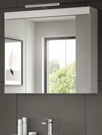 Badezimmer Spiegelschrank Gusto in wei� matt Badschrank 3-t�rig 80 x 70 cm
