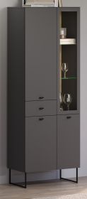 Vitrine Nuvola in grau und Eiche Evoke, Wohn- und Esszimmer Vitrinenschrank 70 x 197 cm