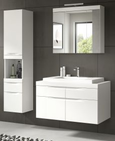 Badm�bel Set 4-teilig Gusto in wei� matt Badkombination mit Waschbecken 153 x 194 cm