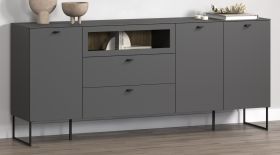 Sideboard Nuvola in grau und Eiche Evoke, Wohn- und Esszimmer Kommode 191 x 84 cm