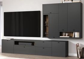 Wohnwand Nuvola in grau und Eiche Evoke Wohnkombination 4-teilig 305 x 208 cm