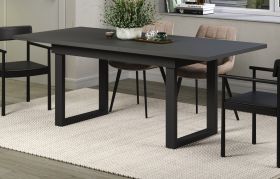 Esstisch Thorad in grau und Metall schwarz Industrial Look ausziehbar 160 - 200 cm