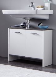 Badezimmer Waschbeckenunterschrank California in weiß und Sardegna grau Rauchsilber Badschrank 60 x 55 cm