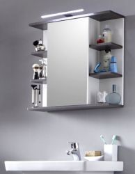 Badezimmer Spiegelschrank California in weiß und Sardegna grau Rauchsilber Badmöbel 60 x 60 cm