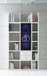 Bücherwand MDor Dekor Lack weiß matt schwarz LED-Beleuchtung Breite 120 cm
