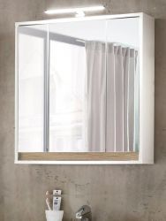 Badezimmer Spiegelschrank Sol in weiß und Alteiche Dekor Badschrank 3-türig 67 x 73 cm