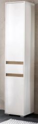 Badezimmer Hochschrank SOL in weiß Hochglanz lackiert und Alteiche Badschrank 35 x 191 cm