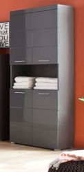 Badezimmer Hochschrank Amanda in grau Hochglanz 73 x 190 cm Badezimmer Hochschrank Amanda in grau Hochglanz 73 x 190 cm