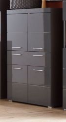Badezimmer Midischrank Amanda in grau Hochglanz Badschrank 73 x 132 cm Badezimmer Midischrank Amanda in grau Hochglanz Badschrank 73 x 132 cm