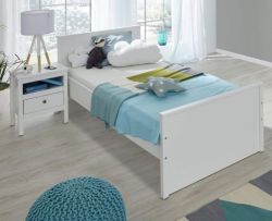 Kinderzimmer Jugendzimmer Ole in Landhaus weiß Set 2-teilig Bett Liegefläche 90 x 200 cm mit Nachtkommode