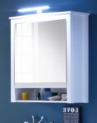 Badezimmer Spiegelschrank Ole in weiß inkl. LED Badmöbel 62 x 80 cm