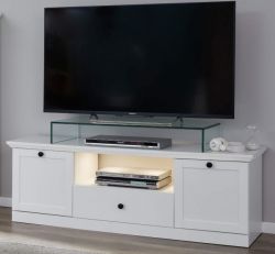 TV-Lowboard Baxter in weiß Landhaus Fernsehtisch 140 x 49 cm TV-Lowboard Baxter in weiß Landhaus Fernsehtisch 140 x 49 cm