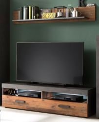 TV-Lowboard und Wandboard Indy in Used Wood Shabby mit Matera grau 2-teiliges Set 140 cm TV-Lowboard und Wandboard Indy in Used Wood Shabby mit Matera grau 2-teiliges Set 140 cm