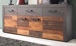 Sideboard Indy in Used Wood Shabby mit Matera grau Kommode 178 x 77 cm Sideboard Indy in Used Wood Shabby mit Matera grau Kommode 178 x 77 cm
