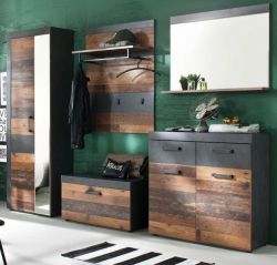 Garderoben Set Indy 5-teilig in Old Used Wood Vintage mit Garderobenschrank 265 x 192 cm Garderoben Set Indy 5-teilig in Old Used Wood Vintage mit Garderobenschrank 265 x 192 cm