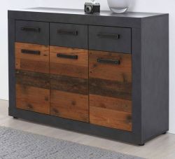 Sideboard Indy in Used Wood Shabby mit Matera grau Kommode 117 x 86 cm Sideboard Indy in Used Wood Shabby mit Matera grau Kommode 117 x 86 cm