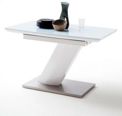 Esstisch Galina in Hochglanz weiß echt Lack mit Synchronauszug 140 / 180 x 80 cm Säulentisch ausziehbar Esstisch Galina in Hochglanz weiß echt Lack mit Synchronauszug 140 / 180 x 80 cm Säulentisch ausziehbar