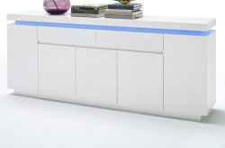 Sideboard Ocean in weiß Hochglanz Lack Kommode inkl. LED Beleuchtung mit Farbwechsel 200 x 81 cm