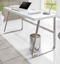 Schreibtisch Beno in matt weiß lackiert Laptoptisch für Homeoffice und Büro 140 x 60 cm