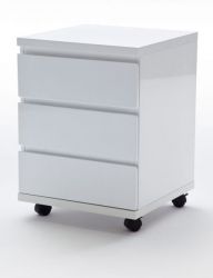 Rollcontainer in Hochglanz weiß lackiert Bürocontainer rollbar 42 x 57 cm