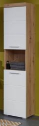Badezimmer Hochschrank Amanda in wei Hochglanz und Asteiche Badschrank 37 x 190 cm