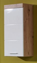 Bad Hängeschrank Amanda in weiß Hochglanz und Asteiche Badschrank 37 x 77 cm Bad Hängeschrank Amanda in weiß Hochglanz und Asteiche Badschrank 37 x 77 cm