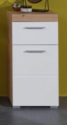 Badezimmer Unterschrank Amanda in weiß Hochglanz und Eiche Asteiche Badschrank 37 x 79 cm Badezimmer Unterschrank Amanda in weiß Hochglanz und Eiche Asteiche Badschrank 37 x 79 cm