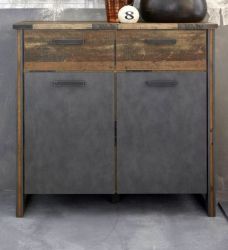 Kommode Prime in Old Used Wood Design mit Matera grau Anrichte Shabby 119 x 110 cm Kommode Prime in Old Used Wood Design mit Matera grau Anrichte Shabby 119 x 110 cm