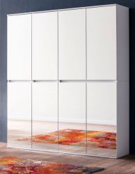 Garderobenschrank mit Spiegel Mirror in weiß mit Spiegeltüren - Schuhschrank 148 x 191 cm