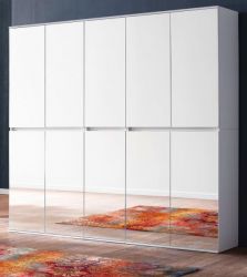 Garderobenschrank mit Spiegel Mirror in weiß mit Spiegeltüren - XXL Schuhschrank 185 x 191 cm