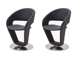 2 x Stuhl Firona in Anthrazit Kunstleder und Edelstahl Tellerfuß 360° drehbar Esszimmerstuhl 2er Set Drehstuhl