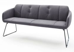 Sitzbank Tessera in Grau Kunstleder und Kufengestell Anthrazit lackiert Küchenbank Polsterbank 160 cm