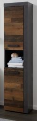 Badezimmer Hochschrank Cancun / Indy in Old Used Wood und grau 36 x 184 cm Badezimmer Hochschrank Cancun / Indy in Old Used Wood und grau 36 x 184 cm