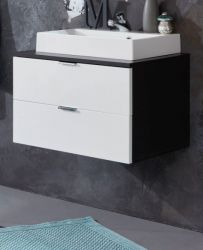 Badezimmer Waschbeckenunterschrank Concept1 in weiß Hochglanz und Graphit grau Badschrank 60 x 48 cm