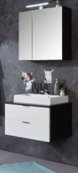 Badezimmer Badmöbel Set Concept1 in weiß Hochglanz und Graphit grau 3-teilig inkl. Waschbecken 60 x 192 cm