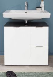 Badezimmer Waschbeckenunterschrank Concept1 in weiß Hochglanz und Graphit grau Badschrank 60 x 64 cm
