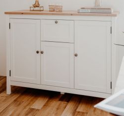 Sideboard Vestland in weiß und Artisan Eiche Landhaus Anrichte 120 x 90 cm Kommode Sideboard Vestland in weiß und Artisan Eiche Landhaus Anrichte 120 x 90 cm Kommode