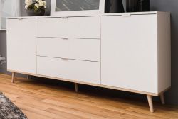 Sideboard Lundby in matt weiß Kommode skandinavisch 180 x 87 cm Sideboard Lundby in matt weiß Kommode skandinavisch 180 x 87 cm