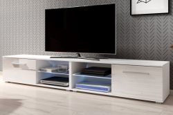 TV Lowboard Earth in weiß Hochglanz mit LED Beleuchtung 200 x 36 cm