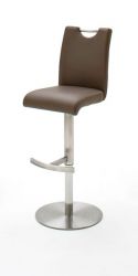 Barstuhl Alesi in braun Kunstleder und Edelstahl gebürstet Barhocker höhenverstellbar Barstuhl Alesi in braun Kunstleder und Edelstahl gebürstet Barhocker höhenverstellbar