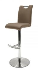 Barstuhl Alesi in cappuccino Kunstleder und Edelstahl gebürstet Barhocker höhenverstellbar Barstuhl Alesi in cappuccino Kunstleder und Edelstahl gebürstet Barhocker höhenverstellbar