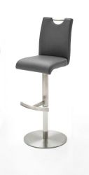 Barstuhl Alesi in grau Kunstleder und Edelstahl gebürstet Barhocker höhenverstellbar Barstuhl Alesi in grau Kunstleder und Edelstahl gebürstet Barhocker höhenverstellbar