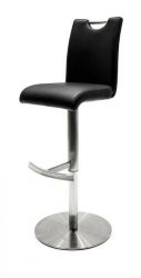 Barstuhl Alesi in schwarz Kunstleder und Edelstahl gebürstet Barhocker höhenverstellbar Barstuhl Alesi in schwarz Kunstleder und Edelstahl gebürstet Barhocker höhenverstellbar