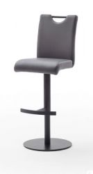 Barstuhl Alesi in grau Kunstleder und Gestell schwarz lackiert Barhocker höhenverstellbar Barstuhl Alesi in grau Kunstleder und Gestell schwarz lackiert Barhocker höhenverstellbar