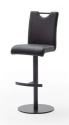 Barstuhl Alesi in schwarz Kunstleder und Gestell schwarz lackiert Barhocker höhenverstellbar Barstuhl Alesi in schwarz Kunstleder und Gestell schwarz lackiert Barhocker höhenverstellbar
