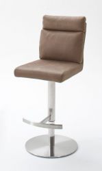 Barstuhl Rabea in sand Vintage Lederlook und Edelstahl gebürstet Barhocker mit Griff höhenverstellbar Barstuhl Rabea in sand Vintage Lederlook und Edelstahl gebürstet Barhocker mit Griff höhenverstellbar
